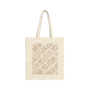 Beige Scrollwork Cotton Tote Bag – Vintage Swirl Pattern - Dekodix Shop