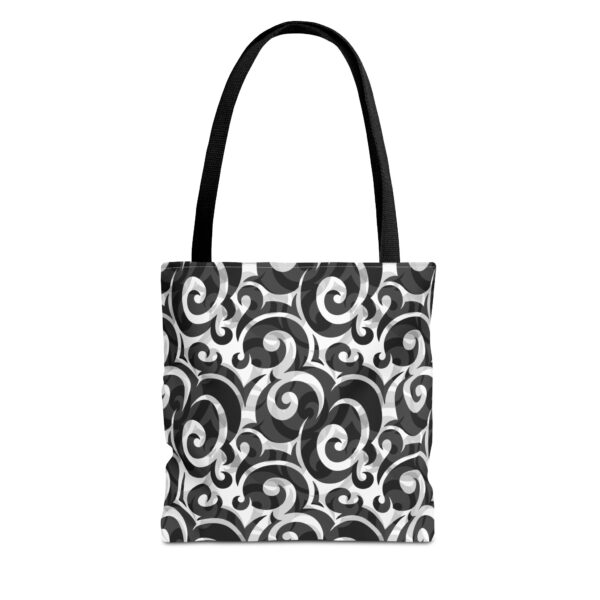 Monochrome Swirl AOP Tote Bag – Black & White Spiral Pattern - Dekodix Shop