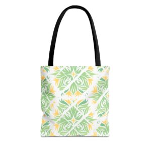 Tropical Vibes AOP Tote Bag – Green & Yellow Leafy Design - Dekodix Shop