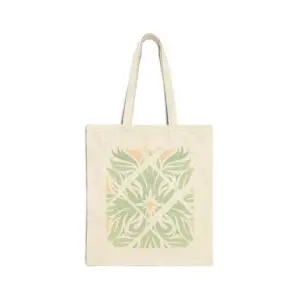 Botanical Bliss Cotton Canvas Tote Bag – Leaf Print Design - Dekodix Shop