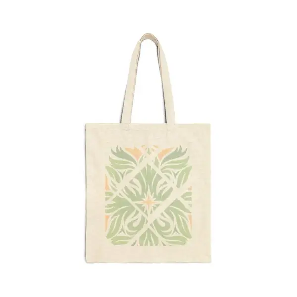 Botanical Bliss Cotton Canvas Tote Bag – Leaf Print Design - Dekodix Shop